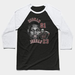 Dennis Rodman Bulls 91 & Michael Jordan 23 Vintage Baseball T-Shirt